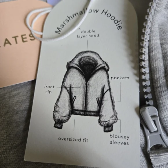 NWT Blogilates Marshmallow Full Zip Hoodie Sweatshirt Heathered Gray - Picture 11 of 13